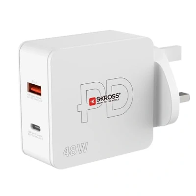 Afbeelding van SKROSS Multipower 2 Pro+ UK PC oplader, tablet, smarthone met snel opladen 48 W Loader USB apparaten (1 18W en 1 C 48W) Socket