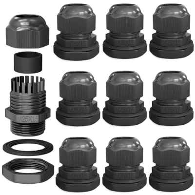 Afbeelding van hb digital Kabelschroefverbinding M25 voor 13 18 mm kabeldiameter IP68 stof en waterdicht met rubberen afdichting tegenmoer klemlamellen stopbus isolatie kabelinvoer elektrische installatie 10х
