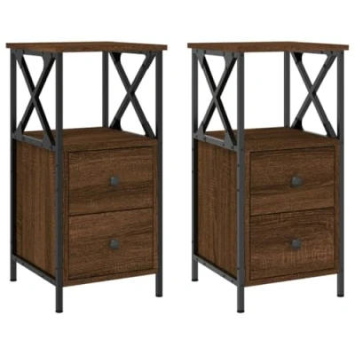 Afbeelding van vidaXL Nachtkastjes 2 st 34x35,5x70 cm bewerkt hout bruin eikenkleur