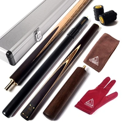 Afbeelding van CUESOUL 57 &quot;Handwerk 3/4 scharnierende snooker keue met 2 keu verlengingen verpakt in aluminium koker D307