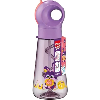 Afbeelding van Maped Picnik Drinkfles Ecozen Konijn Neon Paars Geïntegreerd Bubbellenrietje Gemakkelijk handmatig openen Geïntegreerde handgreep, Waterdichte 500ml