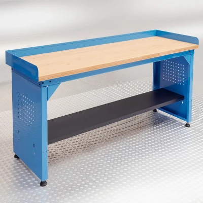 Afbeelding van Datona Werkbank PRO Bamboe Werkblad Legbord 200 Cm Blauw (200 x 64 95 cm)