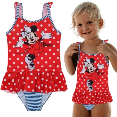 Afbeelding van DISNEY Minnie Mouse Meisjesbadpak, zwempak met rode stippen / 104 110