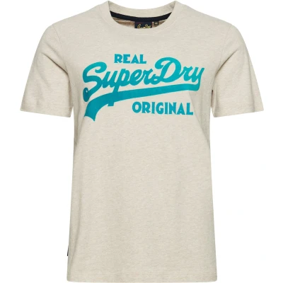 Afbeelding van Superdry Vintage LOGO Scripted COLL Tshirt print, Dames, Maat: 38, Oatmeal marl