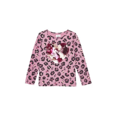 Afbeelding van s.Oliver MIT Alloverprint UND Wendepailletten Longsleeve voor kinderen, Maat: 116/122, Rosa
