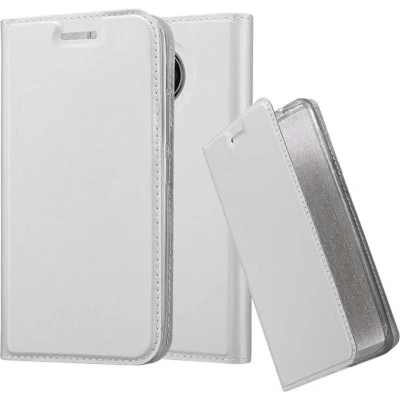Afbeelding van Cadorabo Hoesje geschikt voor Motorola MOTO G5S in CLASSY ZILVER Beschermhoes met magnetische sluiting, standfunctie en kaartvakje Book Case Cover Etui