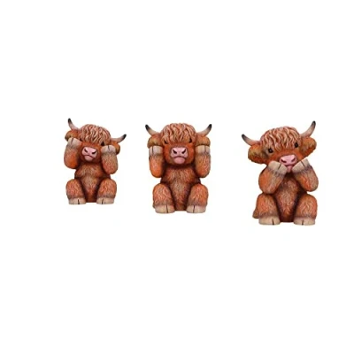 Afbeelding van Nemesis Now Drie Wijze Hooglandkoeien, Bruin, 9.6cm
