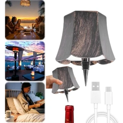 Afbeelding van draadloze flessenlamp lamp voor flessenhals, flessenlichtlamp, opzetstuk led, oplaadbaar, lampenkap flessen, touch lamp, flessenlamp, 3 kleuren, bars, restaurants (koffie C)