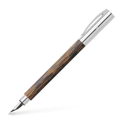 Afbeelding van Faber Castell 148173 vulpen AMBITION Cocos, penbreedte B, incl. geschenkverpakking en converter
