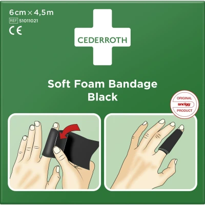 Afbeelding van CEDERROTH Soft foam bandage zwart 6cm breed x 4,5 meter zacht schuimverband