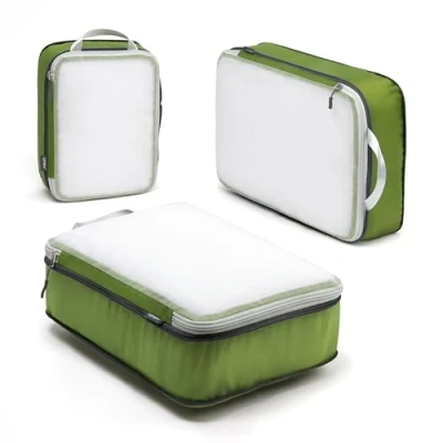 Afbeelding van Cipway Compressie reisverpakkingskubussen, gaasontwerp, lichtgewicht reistassen, organizer voor rugzak, koffers, thuisopslag (groen, 3 stuks)