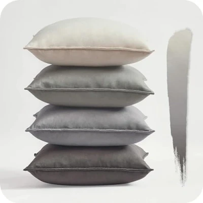 Afbeelding van 45 x cm, kussensloop, grijs, set van 4 fluwelen kleurverloop, kussenovertrek, bankkussen, decoratief kussen, overtrek voor bank, slaapkamer, woonkamer, balkon, pluizig