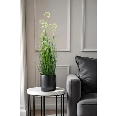 Afbeelding van Arnusa kunstgras 90 cm hoog met witte bloemen decoratief gras kunstplant in pot
