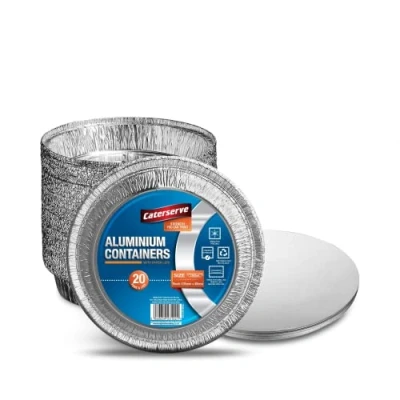 Afbeelding van Jicyor 30 stuks ronde foliebakken met deksels, 1100 ml tinfolie containers aluminiumfolie trays folie bakplaten