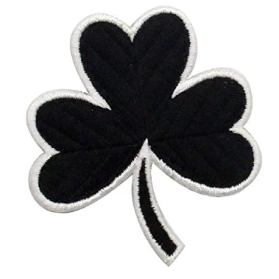 Afbeelding van Tactische Ierse klaver geborduurd embleem Lucky Shamrock Hook and Loop Ierland Patch, Wit &amp; Zwart