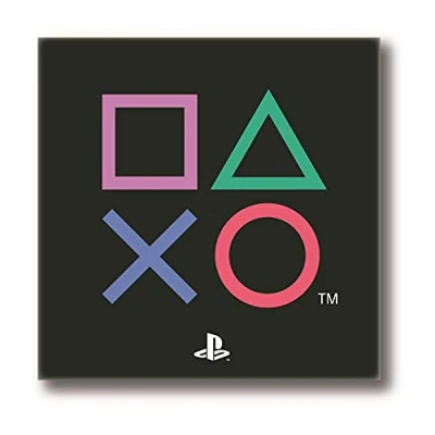 Afbeelding van Playstation Vierkant tapijt Controller Icons Design Officiële Sony Product Slaapkamer tapijt, Zwart, 80 x 80cm