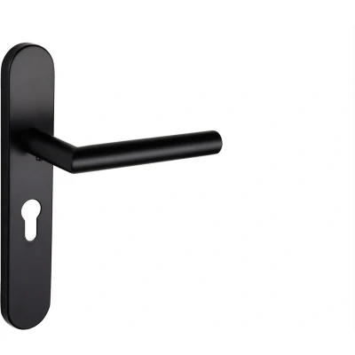 Afbeelding van Lavuzo deurkruk Mantua Zwart met afgerond schild PC55 Per set