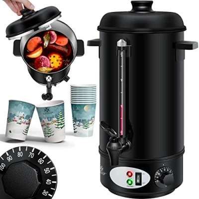 Afbeelding van KESSER® Glühweinketel 8L roestvrij staal incl. 10x beker glühweinkoker met thermostaat glühweinautomaat warme drankautomaat waterkoker warmwaterdispenser inmaakautomaat vulstandindicator tapkraan