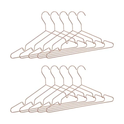 Afbeelding van Relaxdays kleerhangers rosé goud 10 stuks kledinghanger broeklat draadstaal roze