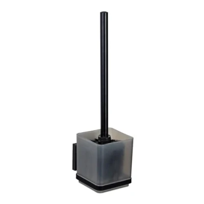 Afbeelding van Vacuum Loc® WC garnituur Quadro, kunststof borstelhouder met roestvrijstalen houder, incl. toiletborstel, bevestigen zonder boren, zwart