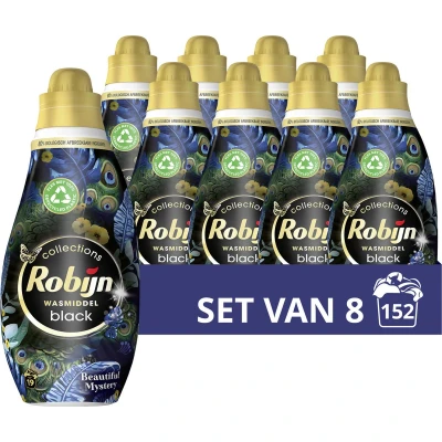 Afbeelding van 8x Robijn Klein &amp; Krachtig Wasmiddel Black Beautiful Mystery 19 Wasbeurten 665 ml