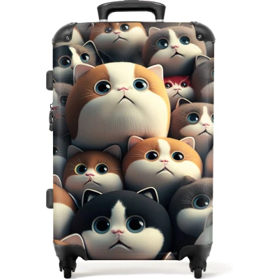 Afbeelding van Noboringsuitcases.com Kinderkoffer Kat Huisdieren Kinderen Patronen Jongens en meisjes Hardcase koffer Lichtgewicht TSA slot Trolley kind dieren 66 cm Reiskoffer Grote 20 kg bagage 60 liter