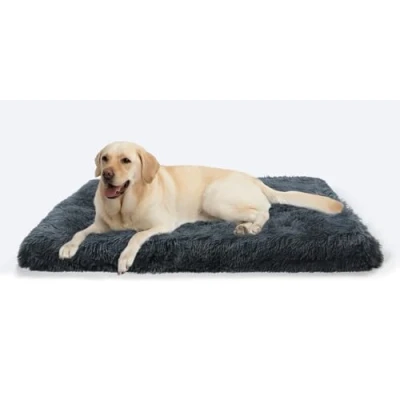 Afbeelding van MDDK DY Hondenbed, groot hondenkussen, wasbaar, pluizige hondenmat, lange pluche, zachte bekleding, multifunctionele donkergrijs, 100 x 60 10 cm