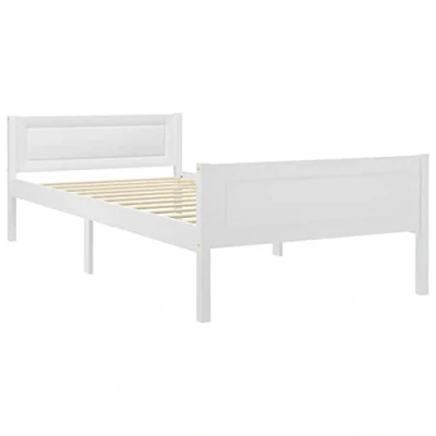 Afbeelding van vidaXL Bedframe massief grenenhout wit 90x200 cm, bed frame, bed, 1 persoonsbed, frames, bedden, persoonsbedden, eenpersoons
