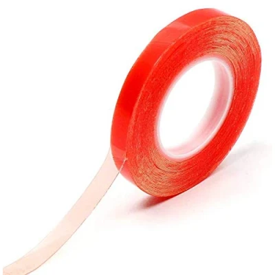 Afbeelding van Dubbelzijdig plakband, 9 mm, moeiteloos verwijderen, sterke hechting, extra lang 50 m, rood