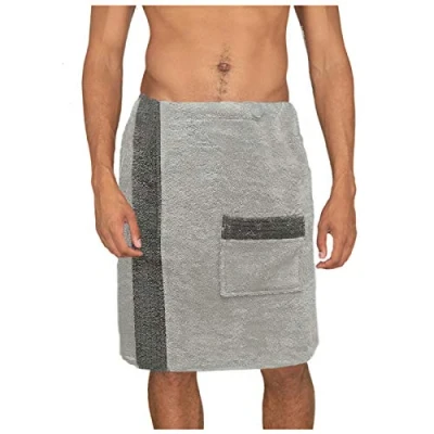 Afbeelding van sauna badstof kilt sarong M XXL dames of heren van JEMIDI antraciet grijs 100% katoen saunakilt arong handdoek (heren grijs)