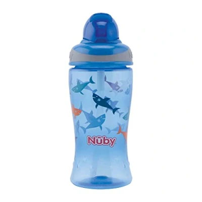 Afbeelding van Nûby drinkrietfles Soft Flip It 360ml vanaf 12 maanden, blauw