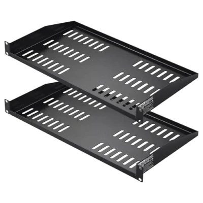 Afbeelding van VEVOR 2 STKS 1U Server Rack Plank, 10&quot;/254 mm diepte, 50 lbs Max Draagvermogen Geventileerde Cantilever of Wandmontage Mount Plank met lade, Goede Luchtcirculatie voor 19&quot; Netwerk Kast