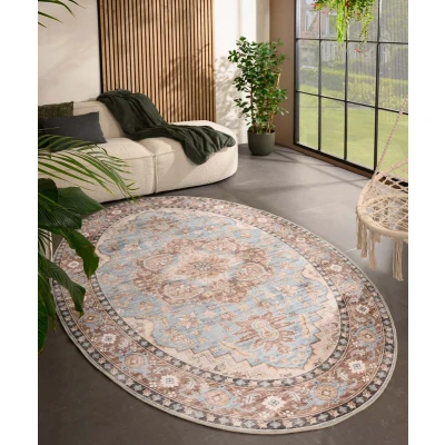 Afbeelding van Buitenkleed Ovaal Vintage Valenca Fino Lichtblauw 230x330 Cm