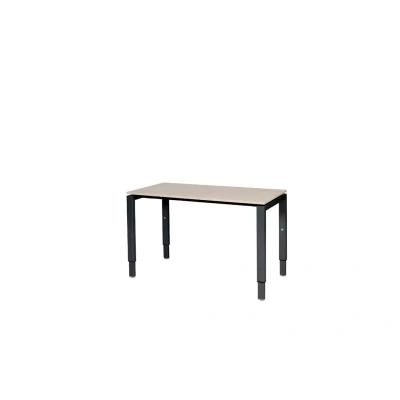 Afbeelding van Domino bureau, hoogte instelbaar (62 85cm) met 120x60cm &#039;zwevend&#039; robson eiken 25mm blad en zwart (RAL9005) N poot frame.