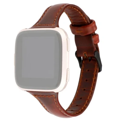 Afbeelding van Fitbit Versa 1 / 2 &amp; Lite Lederen bandje Bruin Horlogebandje