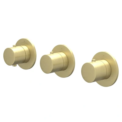 Afbeelding van IVY Bond afbouwdeel inbouwthermostaat 2 stopkranen symmetry Geborsteld Mat Goud PVD Tijdloze uitstraling
