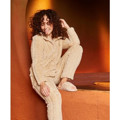 Afbeelding van Charlie Choe fleece huispak beige