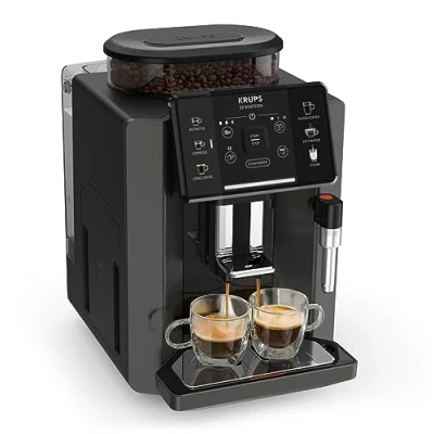 Afbeelding van Krups EA9108 Sensation volautomatische espressomachine coal/zwart, gebruiksvriendelijk, gemakkelijk te onderhouden, verlichtingswaarschuwingen, handige reiniging, aangepaste instellingen