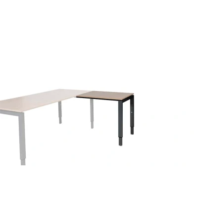 Afbeelding van Domino aanbouwtafel, hoogte instelbaar (62 85cm) met 80x60cm &#039;zwevend&#039; havana/ kersen licht 25mm blad en zwart (RAL9005) N poot frame
