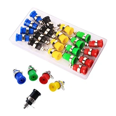 Afbeelding van GTIWUNG Set van 20 4 mm banaanstekker, vrouwelijke veiligheidshuls, luidspreker, binding post socket jack, 5 kleuren rood/geel/blauw/groen/zwart