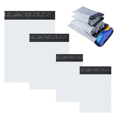 Afbeelding van 100 stuks plastic verzendenveloppen, verpakking vintage kleding luchtdichte zakjes stickers (4 maten (17 x 30 en 20 25 35 32 42 cm))