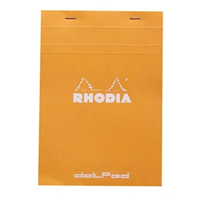 Afbeelding van Rhodia 16558C DotPad No.16 Blok, nr. 16, DIN A5, 21 x 14,8 cm, 80 vellen gestippelde liniatuur g, afneembaar en microgeperforeerd, met kartonnen rug, ideaal voor notities, oranje, 1 stuk