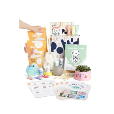 Afbeelding van Pott&#039;d™ Home luchtdroge klei aardewerkset voor beginners, volwassenen. Kit bevat: klei, gereedschap, verf, kwasten, afdichtmiddel, handleiding, luchtdrogende cadeau