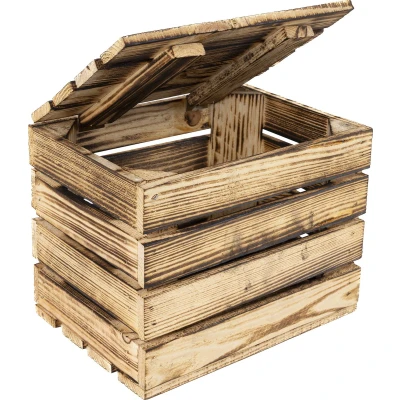 Afbeelding van Creative Deco Houten Doos met Groot Deksel 27,5 x 20 21,5 cm Vintage Opbergdoos Perfect voor Opslag Cadeau Decoratie DIY