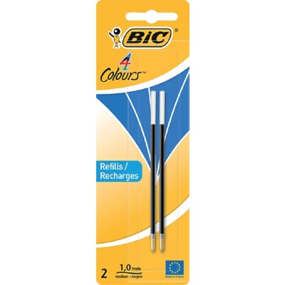 Afbeelding van Bic vulling voor balpen 4 Colours Medium, blister met 2 stuks, blauw balpenvullingen