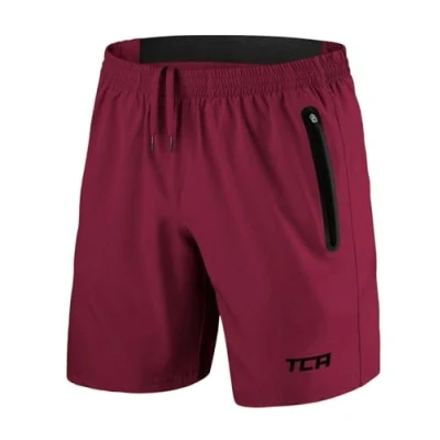 Afbeelding van TCA Mannen Elite Tech Lichtgewicht Hardloop Gym Trainings Shorts met Ritszakken Rood, XL