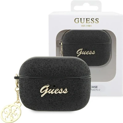 Afbeelding van Guess Glitter Charm Case Zwart AirPods Pro 1 &amp; 2 Hoesje