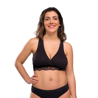 Afbeelding van Carriwell Crossover Sleeping &amp; Nursing BRA Organic Bustier, Dames, Maat: 70D 85B, Black