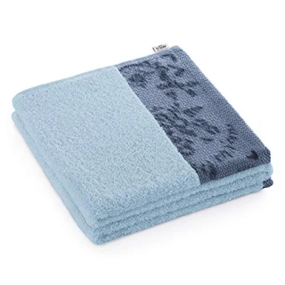 Afbeelding van AmeliaHome Douchehanddoek 100% rand katoen 70x140 cm badhanddoek blauw 500 g/m² Crea