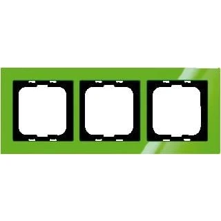 Afbeelding van Abb busch jaeger axcent 3 voudig afdekraam glanzend horizontaal verticaal 233x91x11mm ip20 groen ral6029 2cka001754a4339